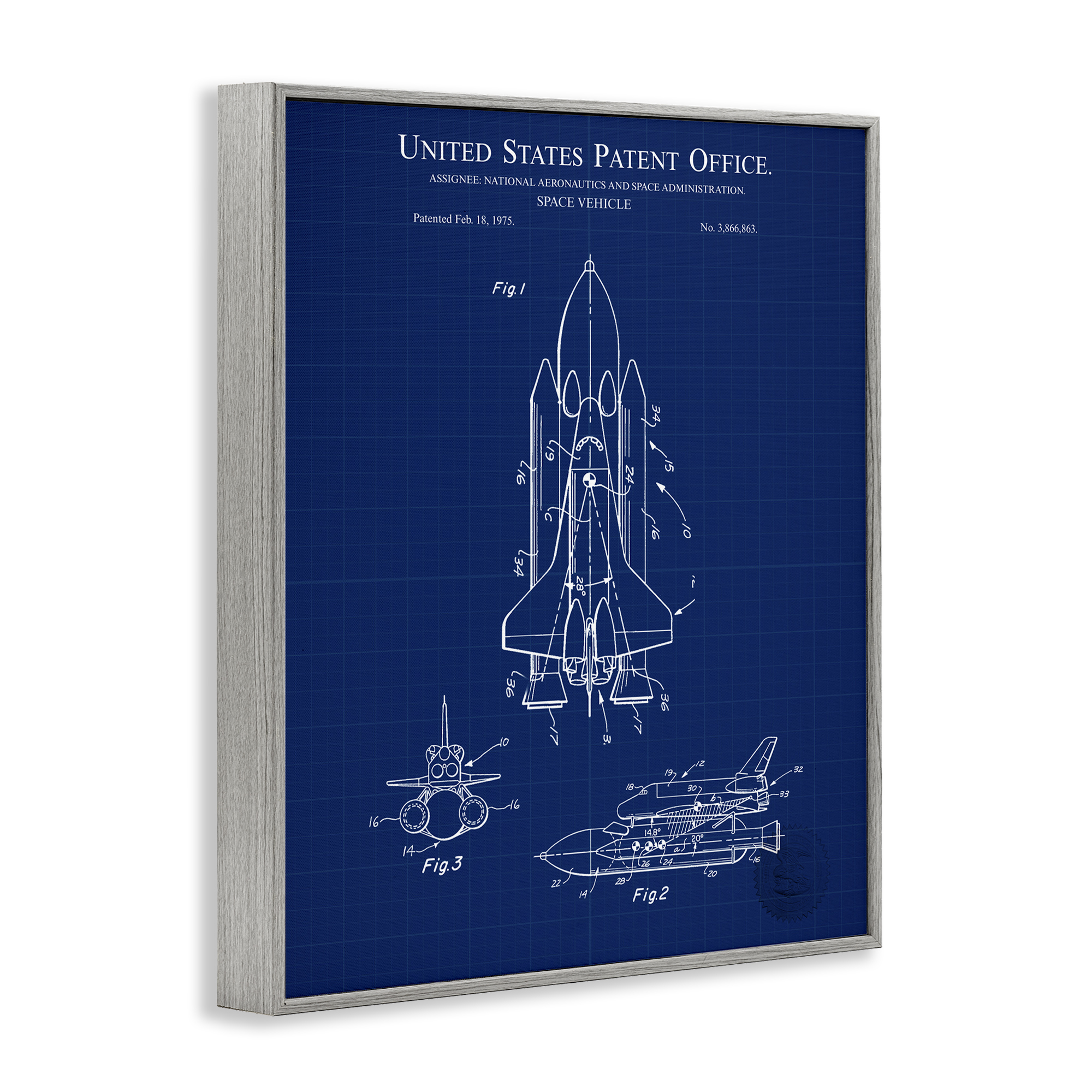 Stupell Industries Space Vehicle Blueprint Transportation Painting Gray Framed Art Print Wall Art, 11 x 14