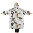 thumbnail image 2 of Oversized Wearable Blanket Hoodie,Pug and Footprints Sherpa Blanket Hoodie with Super Pockets,Super Warm Fuzzy Pullover for Women & Men, 2 of 6