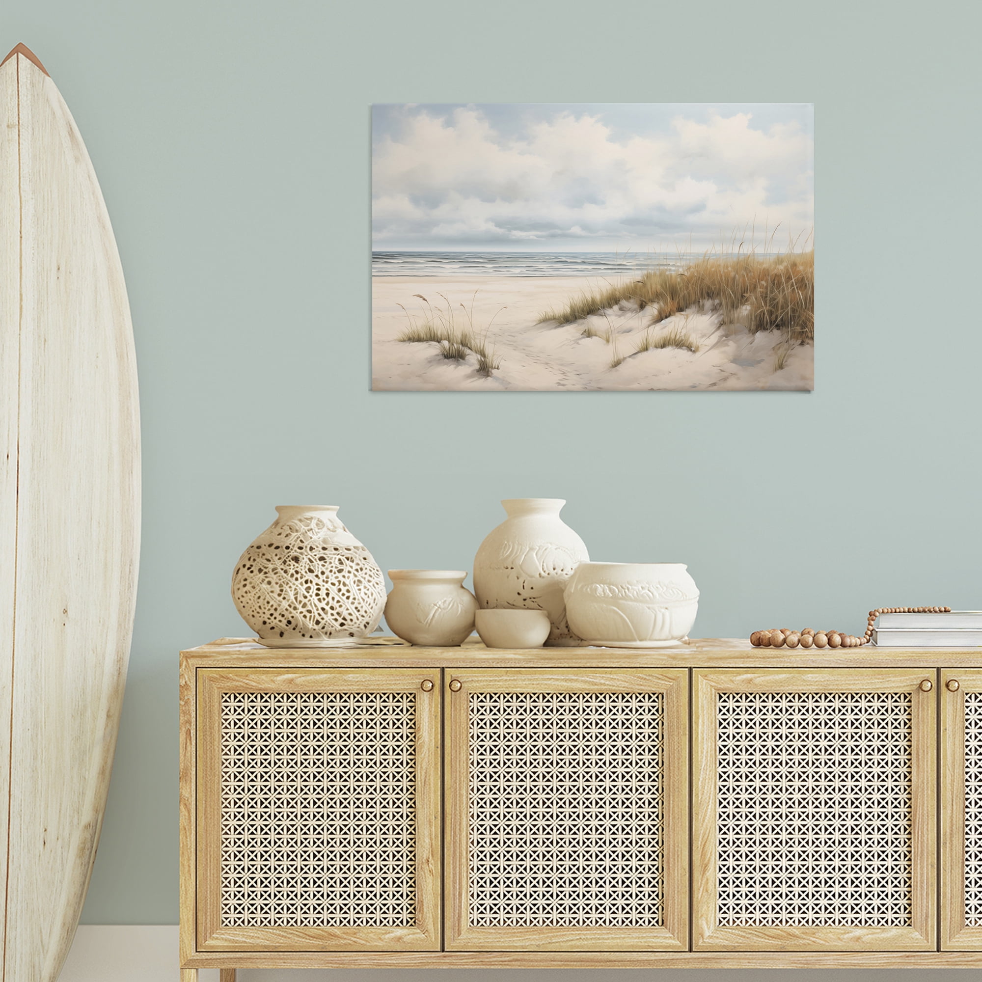 Stupell Industries Seascape with Soft Grasses Landscape & Nature Painting Wrapped Canvas Art Print Wall Art, 36 x 24