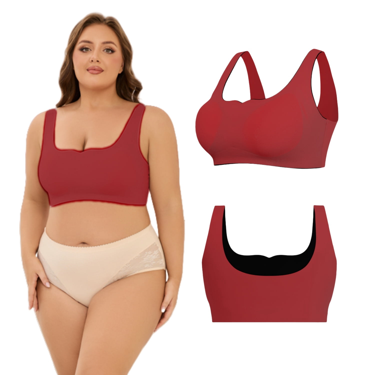 Women's Wire-Free Sleep Bra 3-Pack, U-Back, Super Stretchy for Night Comfort S-XL