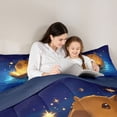 thumbnail image 4 of Erosebridal Kids Cartoon Capybara Twin Bedding Sets, Galaxy Stars Bedding Comforter Set, Blue Reversible, 7pcs, 4 of 7