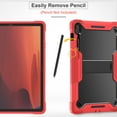 thumbnail image 4 of Case for Samsung Galaxy Tab S10 FE Plus 13.1" 2025 SM-X620/SM-X626/SM-X626B, Heavy Duty Shockproof Rugged Case with Stylus Holder & Built-in Stand Cover for Kids Girls Boys, Red, 4 of 8