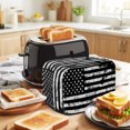 thumbnail image 3 of Toaster Cover 2 Slice, Black White Dustproof Bakeware Oven Protector with Top Hook, Retro Stars Stripes Flag Shabby Chic Texture Waterproof Small Kitchen Appliance Toasters Dust Cover, 11"x6"x8", 3 of 9