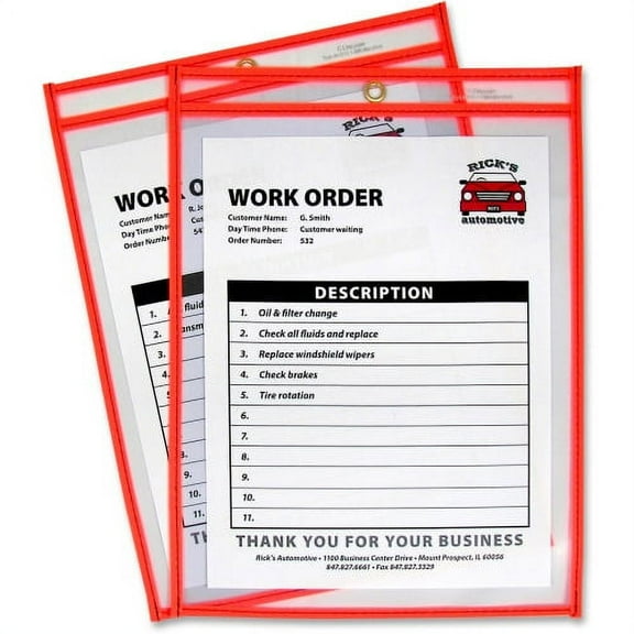 C-Line Neon Shop Ticket Holders, Stitched Orange, Both Sides Clear, 9 x 12, 15EA/BX, 43912