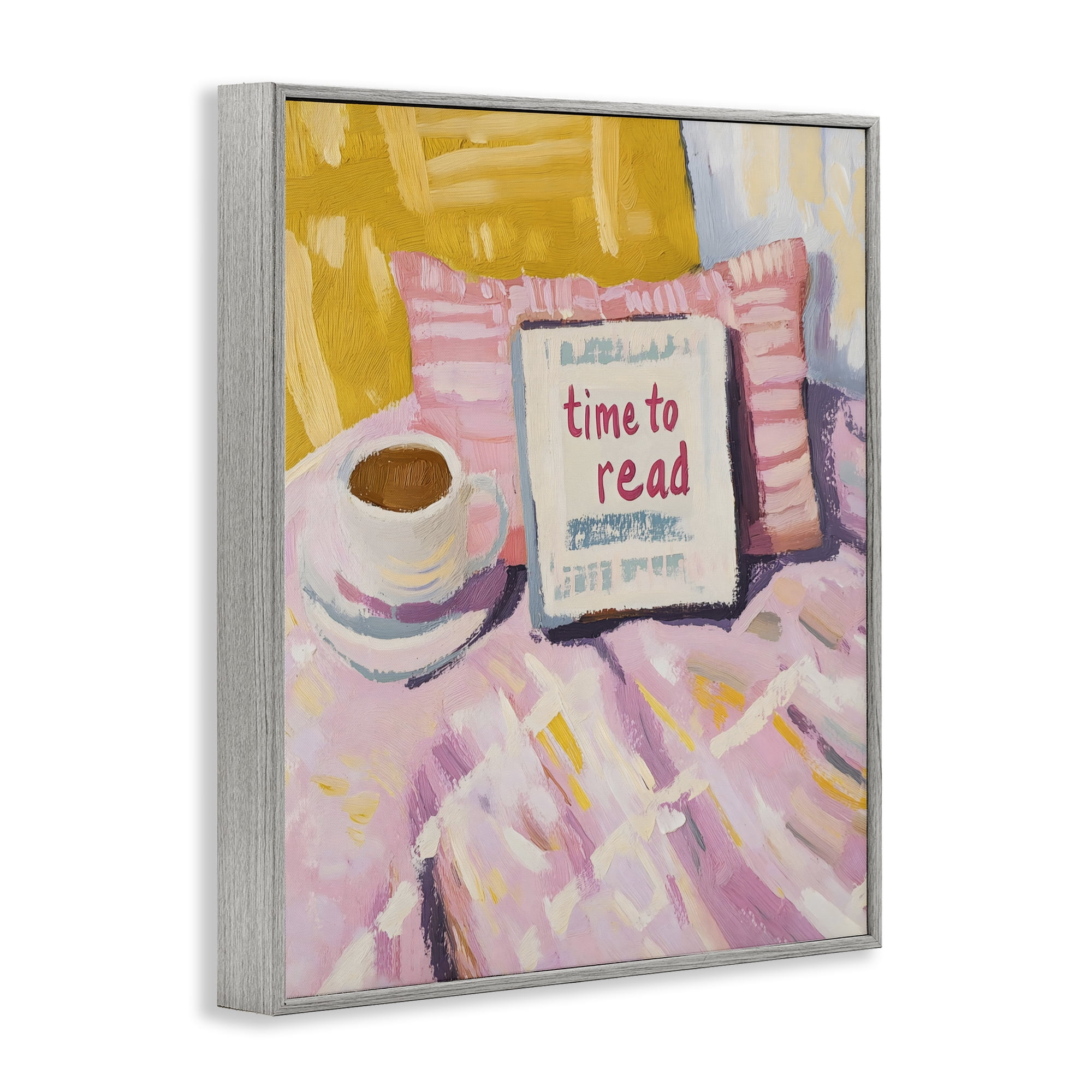 Stupell Industries Time To Read in Morning Gray Framed Giclee Art, design by The Prints Vibe
