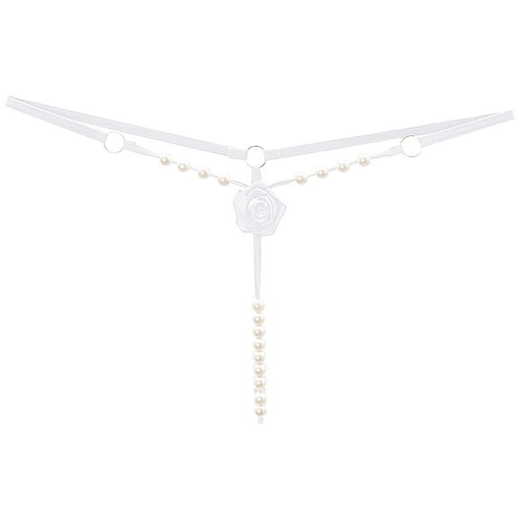 Women Sexy Mesh Pearl Briefs Hollow Out Panties Crochet Lace Thong Underwear Comfortable Soft Breathable Lingerie