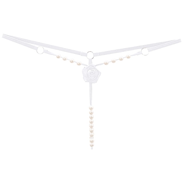 Gibobby Tangas de mujer sexy Bragas sexis de malla con borlas y perlas para mujer, bragas caladas, bragas con cordones de ganchillo, tangas, lencería de G(Blanco,Talla única)
