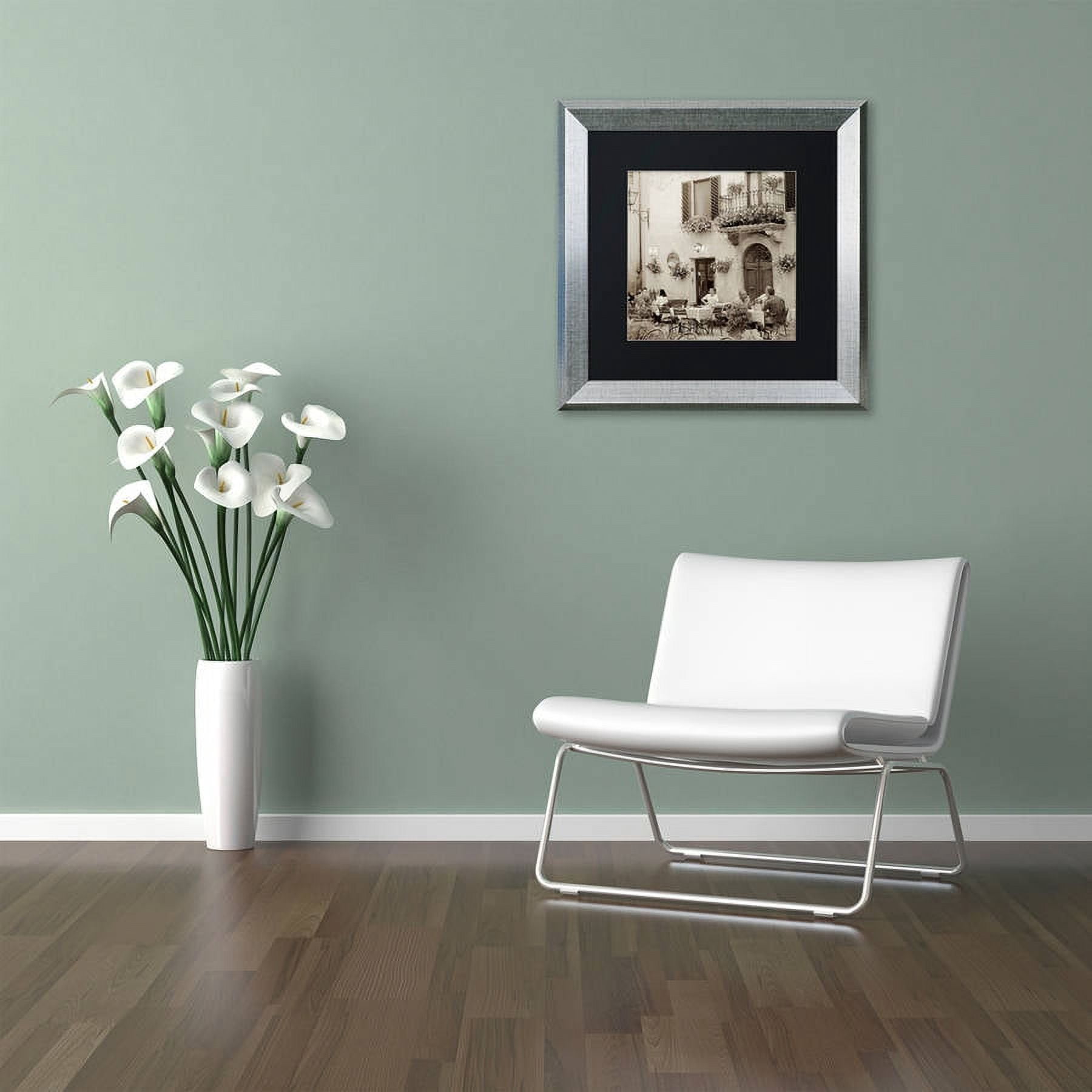 Trademark Fine Art "Tuscany Caffe VI" Canvas Art by Alan Blaustein, Black Matte, Silver Frame