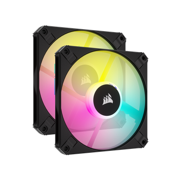 CORSAIR AF SLIM Series, AF120 RGB SLIM, 120mmx15mm Fluid Dynamic RGB Fan, Dual Pack with Lighting Node CORE