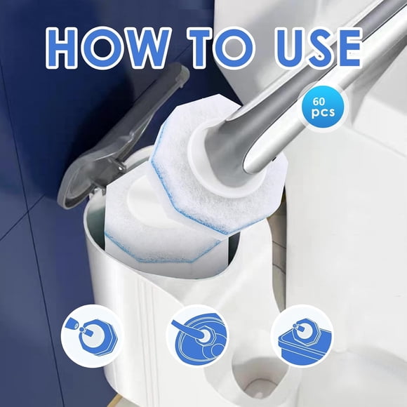 60pcs Upgraded Toilet Brush Wand Disposable Toilet Cleaning Wand Heads Compatible Wand Refills