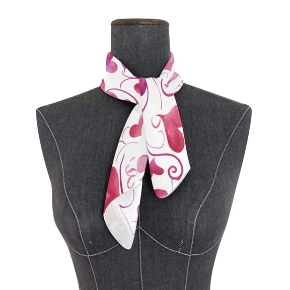 Square Scarf 24x24 Inch Sweetheart Watercolor Scrolls Silky Satin Sun Protection Neck Scarf for Women Multi-Purpose Head Wrap Bandana for Hair Bag Decoration