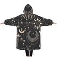 thumbnail image 2 of Oversized Wearable Blanket Hoodie,Black Gothic Sun Planet Pattern Sherpa Blanket Hoodie with Super Pockets,Super Warm Fuzzy Pullover for Women & Men, 2 of 6
