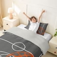 thumbnail image 3 of Castle Fairy Minimalist Basketball Court Print Twin Duvet Cover, Sport Theme Twin Bedding, Gray Orange White,Grey Reversible,2pcs,1 Duvet Cover and 1 Pillowcase, 3 of 6