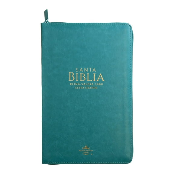 Biblia RVR 1960 Letra Grande Tamaño Manual Semi Piel Turquesa con Cierre/ Indice