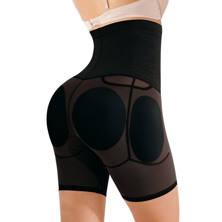 

CtriLady Butt Lifter Shapewear for Women Hi-Waist Panty Tummy Control Knickers Padded Hip Enhancer Underwear Body Shaper Seamless Short(Black Medium)