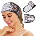 thumbnail image 1 of 3 Pcs Bandeau Facial Spa, Bandeau en Tissu Éponge Extensible avec Bande Magique (Imprimé Léopard), 1 of 8