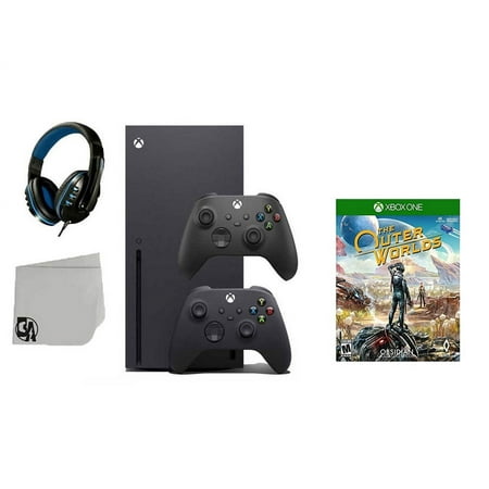 Xbox Series X Video Game Console Black with The Outer Worlds BOLT AXTION Bundle with 2 Controller Used