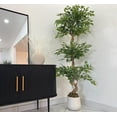 thumbnail image 2 of Artificial Ficus Tree, 4/5/6Ft Artificial Plants Indoor in Pot, Indoor Faux Green Tree for Home Decor Indoor, 2 of 8