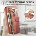 thumbnail image 5 of TECH CIRCLE For iPhone 17 Case, 2-in-1 Detachable Magnetic Flip Wallet Case with Card Slots/Zipper Pocket, RFID Blocking PU Leather Flip Cover, Compatible with MagSafe, Protective Case, Brown, 5 of 12