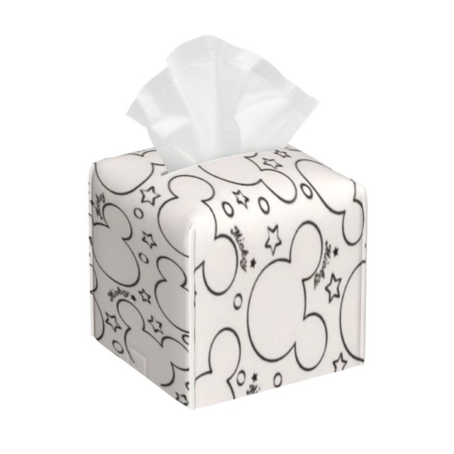 Funda cuadrada de piel de Mickey Mouse para pañuelos de papel, soporte para pañuelos de papel con cinturón inferior, funda estética para pañuelos faciales, moderna y decorativa para baño, decoración