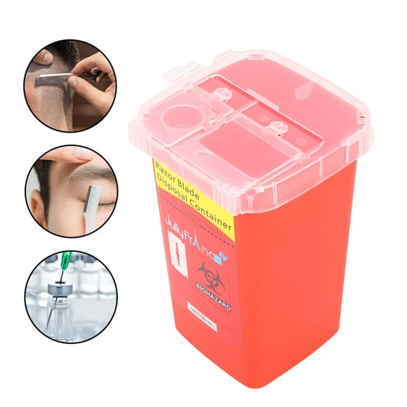 Herwey Disposal Container Case Waste Blade Storage Box Tattoo Blade Syringe Needle Trash,Sharps Disposal Case, Blade Waste Box