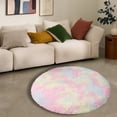 thumbnail image 3 of Yhsdtq,Round Tie-dyed Silk Wool Carpet, Home Bedroom Living Room, 60cm, Easy Care, Soft Texture, Decorative Area Rug, For Coffee Table, Computer Chair Mat, Bohemian Style, Indoor Use | Polyester, A, 3 of 9