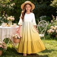 thumbnail image 7 of ersvoioy Girls Summer Party Dress Gradient Print Ruffle Cap Sleeve Round Neck A-Line Flowy Hem Sundress 4-14 Years, 7 of 7