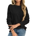 thumbnail image 3 of Women'S Oversized Cable Knit Crewneck Sweaters Black XL, 3 of 9