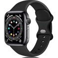 thumbnail image 1 of Correa de silicona (negra, grande) compatible con Apple Watch de 44 mm, 42 mm, 45 mm y 49 mm, correa de repuesto para Apple Watch Ultra/iwatch Se Series 8, 7, 6 y 5, 1 of 5