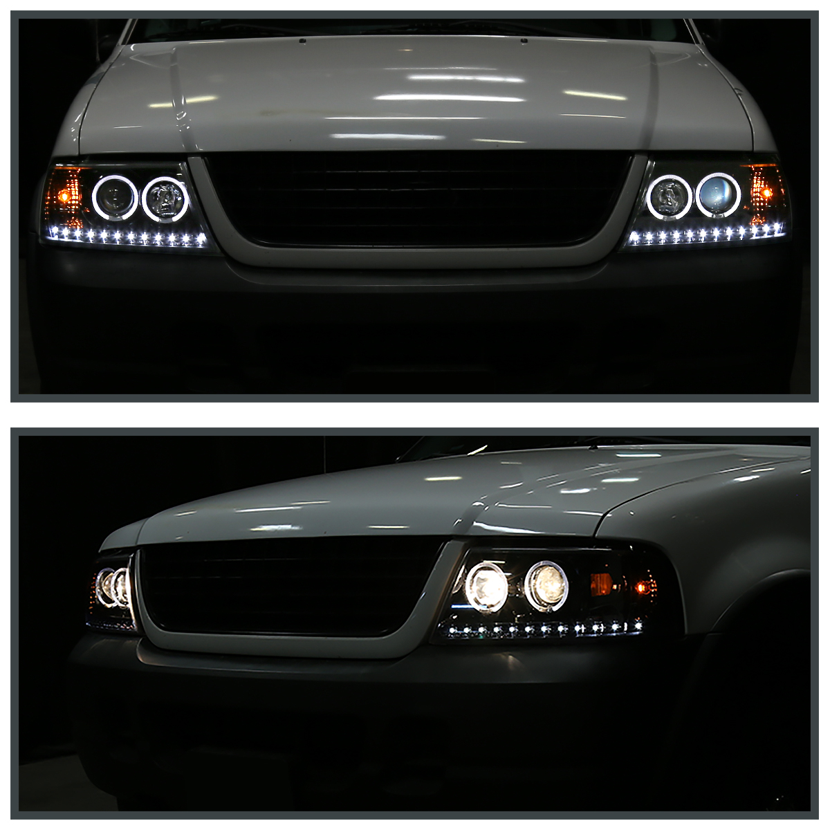 Pair Headlights For 2002-2005 Ford Explorer 4-Door - Chrome Housing, Halogen, DOT