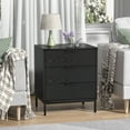 thumbnail image 3 of Eumyviv Black Nightstand, Wood Beside Table with 3 Drawers Farmhouse Side Table for Bedroom Living Room, Black H0147, 3 of 8