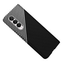 Dteck For Samsung Galaxy Z Fold4,Shockproof Carbon Fibre Texture Slim Hard Phone Case Cover,Blacksilver