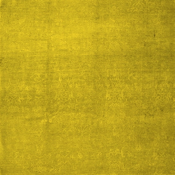 Ahgly Company Indoor Square Abstract Yellow Contemporary Area Rugs, 8' Square