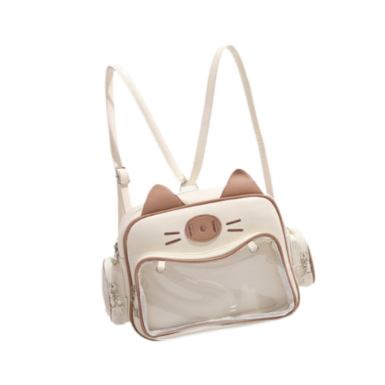 yuksok Cat Ita Bag Clear Window Crossbody Purse for Anime Display Pin Display Party Khaki