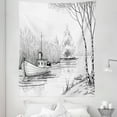 thumbnail image 1 of Sketchy Tapestry, Boat on the River by the Water Reeds Fishing Lake Plants Hand Drawn Style Nature, Fabric Wall Hanging Decor for Bedroom Living Room Dorm, 5 Sizes, Black White, by Ambesonne, 1 of 1