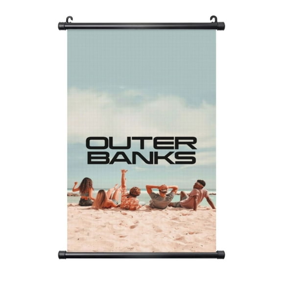 Outer Banks Hanging Poster, Black Plastic Shaft Wall Hanging Posters Scroll Hanger, Canvas Artwork Wall Art Painting Decor for Living Room Bedroom Office 16"X24"