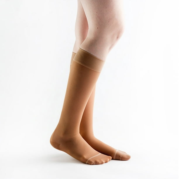 Amazon.com: Truform 20-30 mmHg Compression Stockings for Men and Women,  Thigh High Length, Dot-Top, Open Toe, Beige, Medium : Truform: Health &  Household