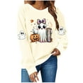 thumbnail image 2 of Sweatshirts for Women Plus Size Halloween Long Sleeve Round Neck T-Shirt Printing Loose Hoodless Sweatshirts,Tops for Women Beige XL, 2 of 4