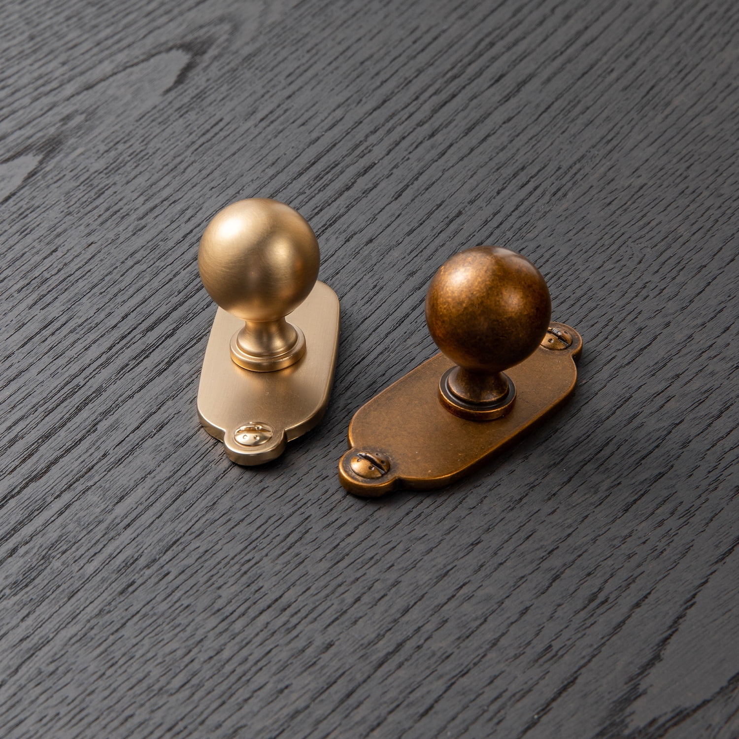 Goo-Ki 12 Pack Champagne Bronze Cabinet Knobs with Backplate for Drawer Cupboard, 0.94" Dia Drawer Knob Handle Zinc Alloy Hardware