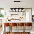thumbnail image 3 of Modern Metal Frame Pendant Light with Glass Lampshade, 5-Light Chandelier Hanging Ceiling Light Fixture for Kitchen Island Dining Room Matte Black, 3 of 8