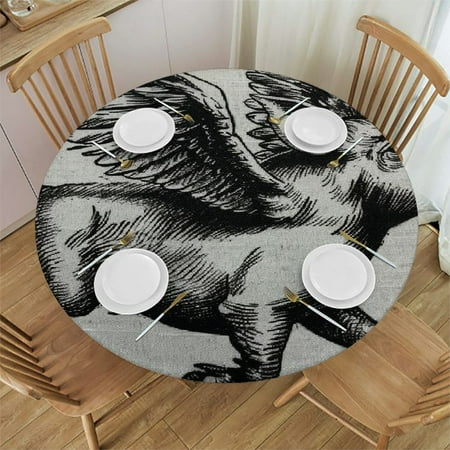 

SHERONV Flying Pig Wings Round Table Cover Stain Resistant Washable Indoor Outdoor Tablecloth Kitchen Dining Wedding Parties 100% Polyester Fiber 46-50
