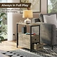 thumbnail image 4 of Table with Charging Station, Narrow Side Table with 2 Wooden Drawers, USB Ports and Power Outlets, Nightstand Sofa Table for Small Spaces, Living Room, Bedroom,Grey, 4 of 16
