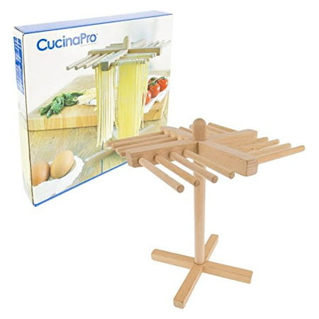 Pasta Drying Rack by Cucina Pro - Real Wood, Folds Flat for Easy (Best Pasta Drying Rack)