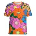 thumbnail image 5 of Nostalgic Vintage Floral Women's Short Sleeve T-Shirt Crew Neck Casual Summer Trendy Loose Fit Tops, 5 of 6