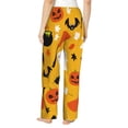 thumbnail image 3 of Disketp Happy Halloween 3 Print Women'S Comfy Pajama Pants Casual Drawstring Palazzo Lounge Wide Leg Pants, 3 of 9