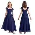 thumbnail image 6 of vastwit Junior Bridesmaid Chiffon Flower Girl Dress Sleeveless Square Neck Vintage Pageant Evening Party Gowns Dark Blue 12, 6 of 6