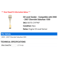 thumbnail image 2 of Oil Level Sender - Compatible with 2000 - 2007 Chevy Suburban 1500 2001 2002 2003 2004 2005 2006, 2 of 2