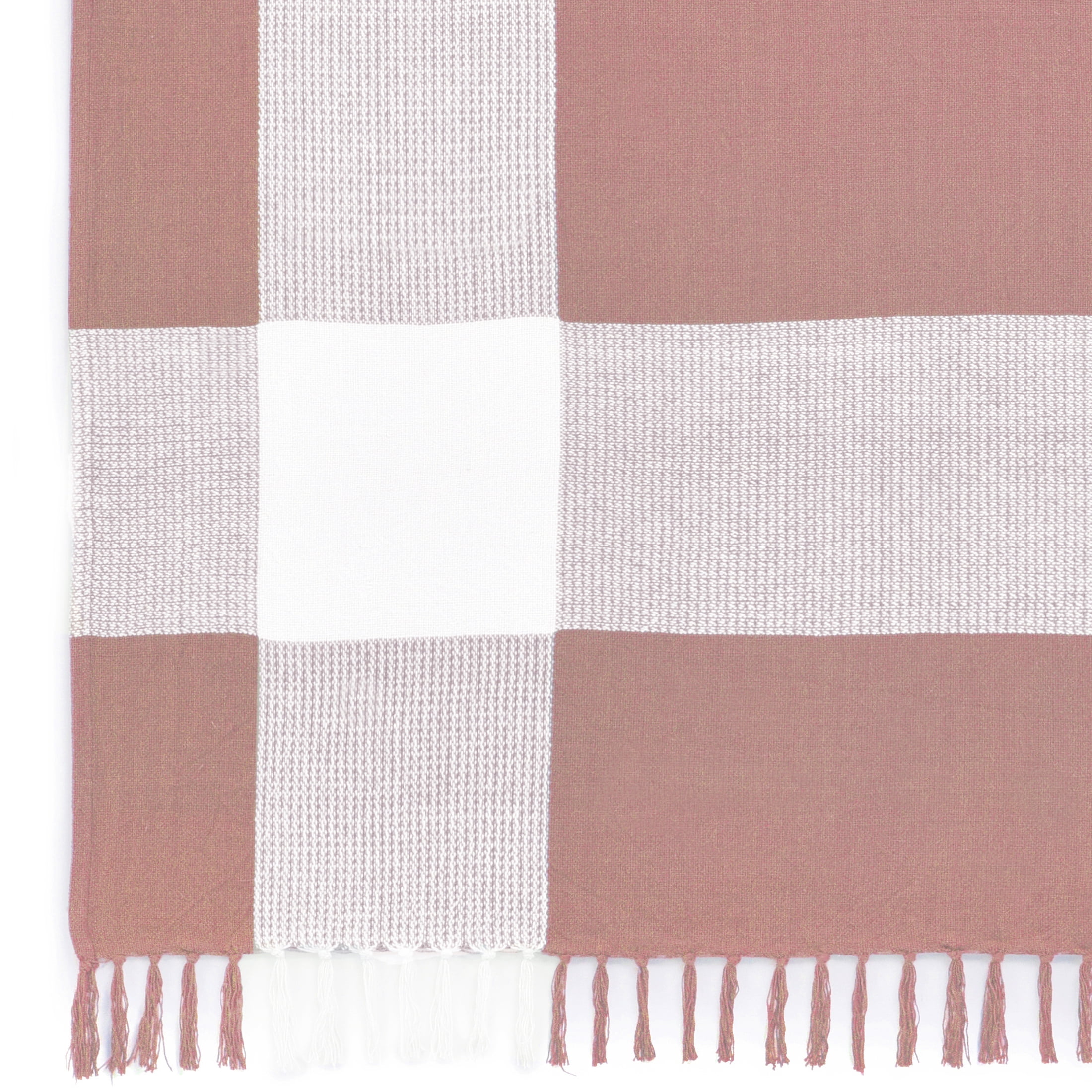 Ox Bay Pink/White Tartan Plaid Cotton Throw Blanket, 50" x 60"