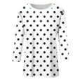 thumbnail image 5 of ABATAB 3/4 Sleeve Shirts for Women Fashion Plus Size Polka Dot Crew Neck Business Casual Tops Loose Fit Vacation Work Blouses(3X-Large,White), 5 of 5
