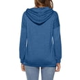 thumbnail image 6 of Women's Sports Hooded Pocket Long Sleeved Sweatshirt, Classic Simple Design Versatile Fashionable Athletic Wear, Cool Breathable Moisture Wicking Fabric for Daily Leisure, Gym Workouts Blue L, 6 of 6